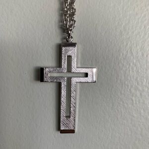 New vintage steel Latin cross pendant necklace